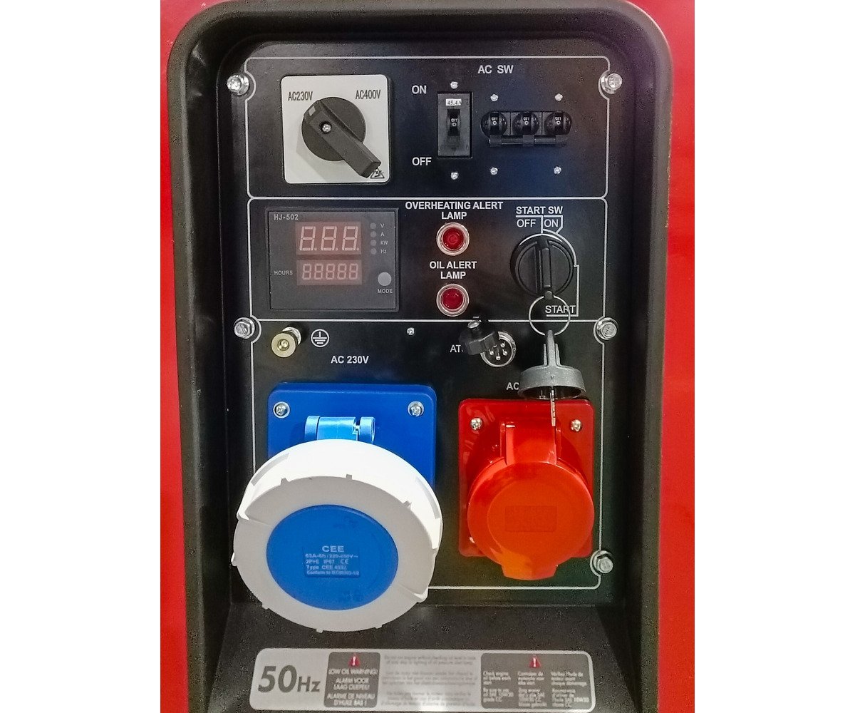 Groupe électrogène insonorisé diesel 9,6 kW 230 V + 12,5 kW 3x400 V - Avec régulateur AVR - Connecteur pour ATS MW Tools - Image 5