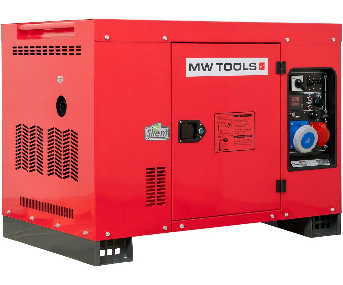Groupe électrogène insonorisé diesel 9,6 kW 230 V + 12,5 kW 3x400 V - Avec régulateur AVR - Connecteur pour ATS MW Tools