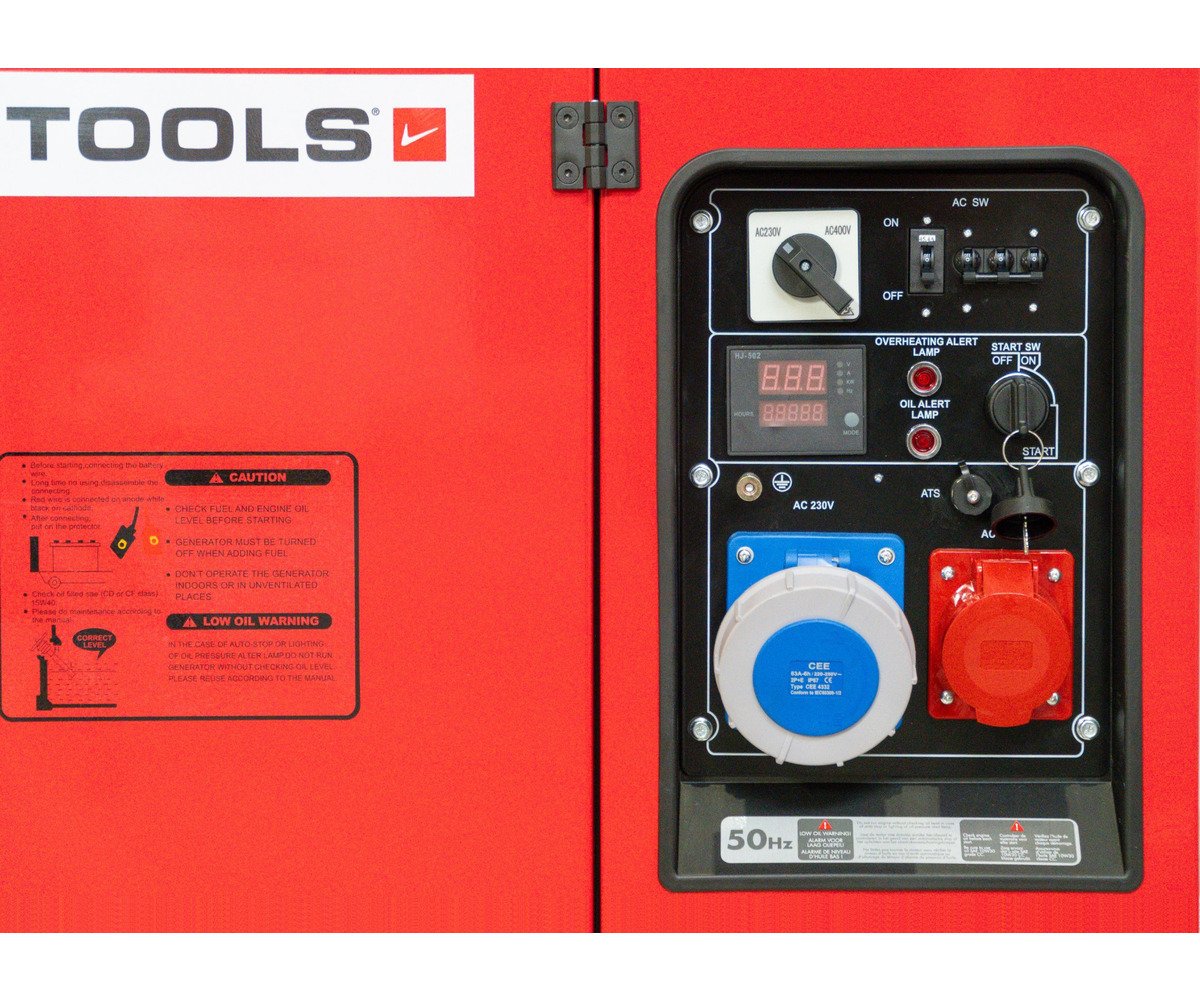Groupe électrogène insonorisé diesel 9,6 kW 230 V + 12,5 kW 3x400 V - Avec régulateur AVR - Connecteur pour ATS MW Tools - Image 2