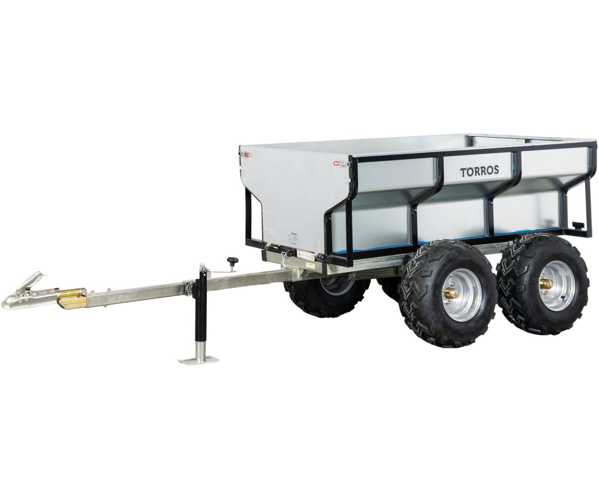 Remorque double essieu 4 roues 1000kg benne galvanisée basculante 1770x1070x580 mm