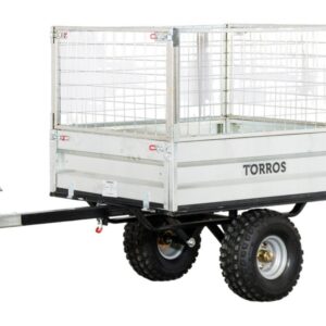 Remorque simple essieu 350kg benne galvanisée basculante 1200x850x300 mm + réhausses Torros