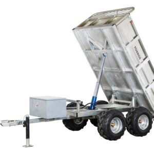 Remorque double essieu 4 roues 1400kg benne galvanisée basculante hydraulique 2000x1170x400mm