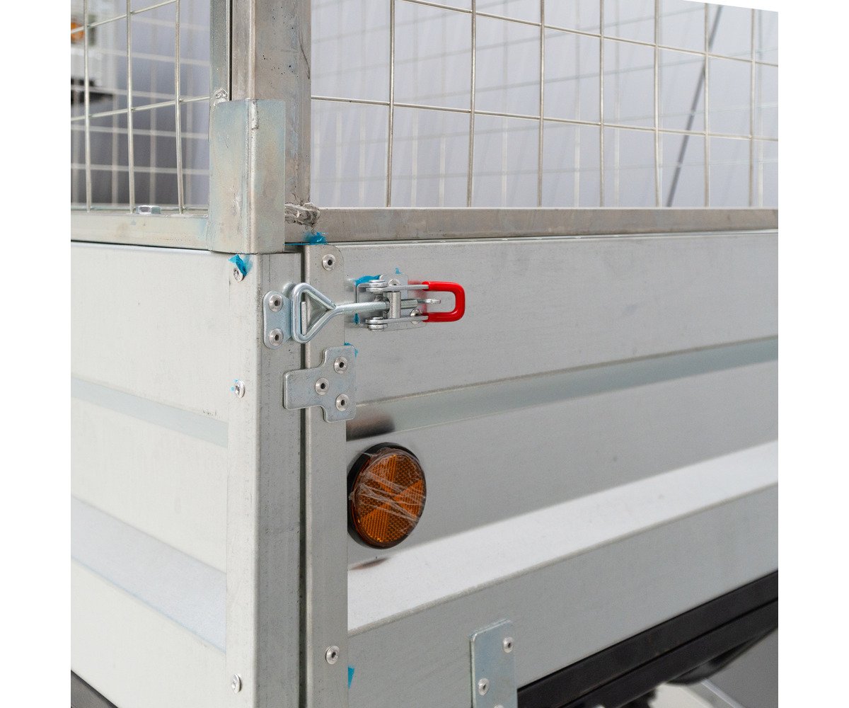 Remorque simple essieu 350kg benne galvanisée basculante 1200x850x300 mm + réhausses Torros - Image 5