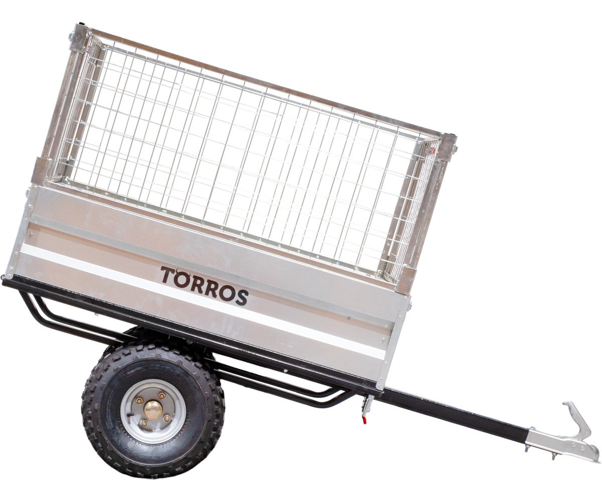 Remorque simple essieu 350kg benne galvanisée basculante 1200x850x300 mm + réhausses Torros - Image 7