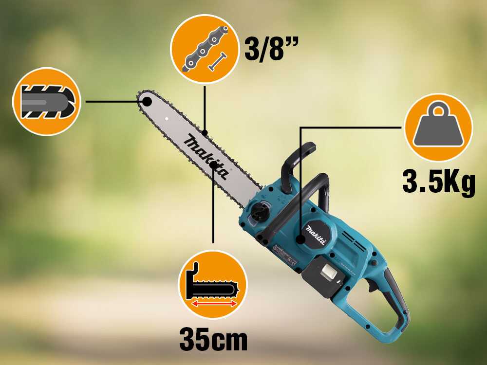 Makita DUC357Z - Tronçonneuse électrique à batterie - 18 V 5 Ah - Guide de 35 cm - Image 5