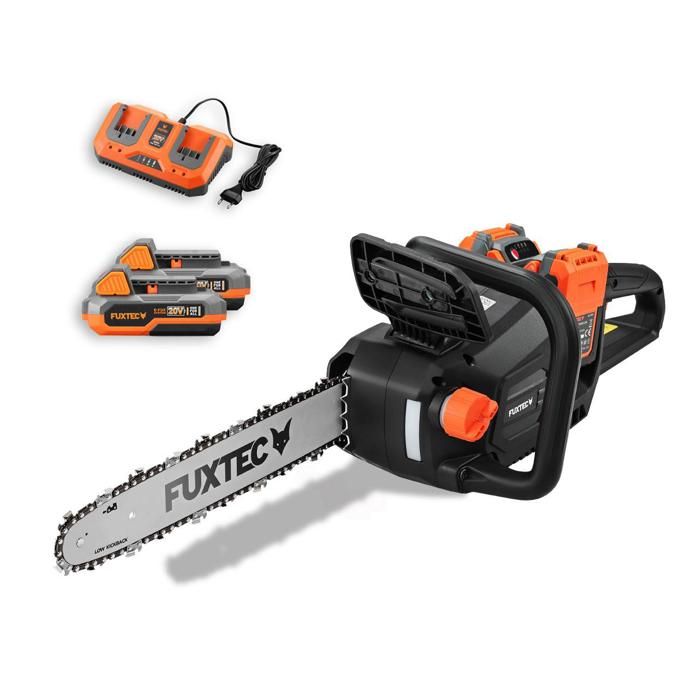 Tronçonneuse batterie sans fil 2x20V - FUXTEC FX-E2KSSET - longueur de coupe 35cm, batteries & double chargeur